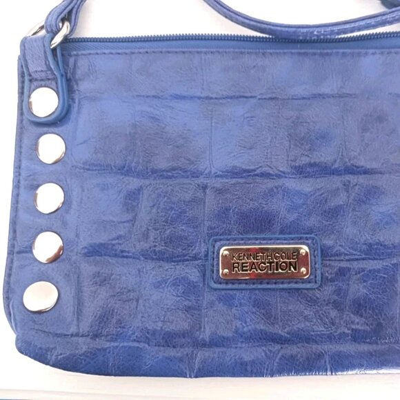 Kenneth Cole Reaction Studded Blue Small Crossbody Handbag Purse - Picture 3 of 11